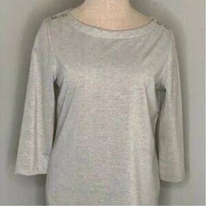 Talbots Women's Silver Gray Metallic Bateau Shirt Size MP
